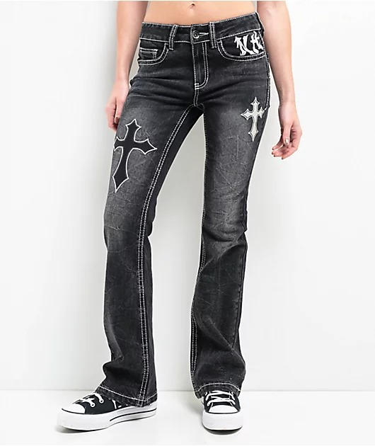 Ninth Hall Mid Rise Flare Women Black Jeans Ninth Hall Mid Rise Flare Women Black Jeans