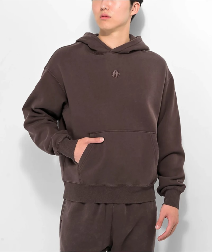 Ninth Hall Brown Wash Boxy Hoodie