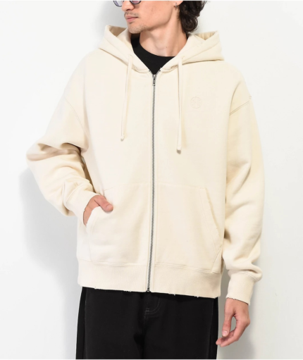 Ninth Hall Cream Boxy Zip Hoodie