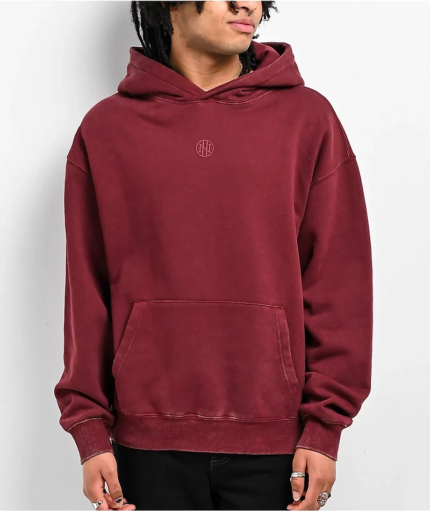 Ninth Hall Maroon Wash Boxy Hoodie